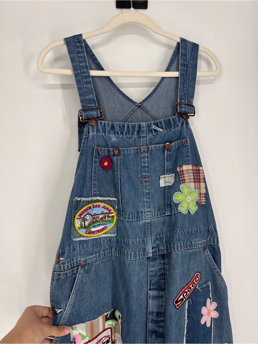 Riley Vintage Eclectic Patchwork Straight Leg Denim Jumpsuit Denim Overalls 1X - Picture 11 of 15